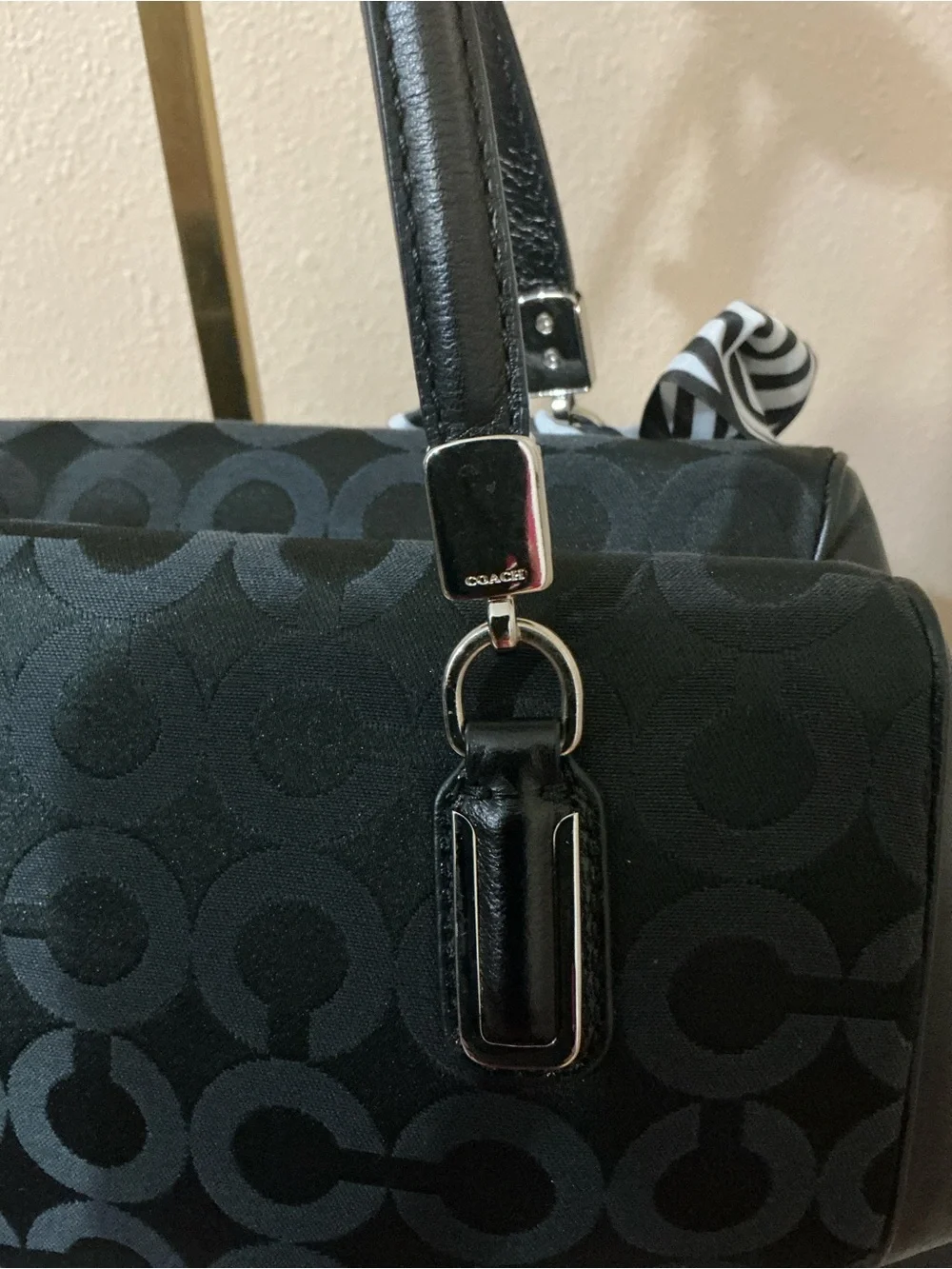Coach Madison Op Art Sateen Madeline Satchel with Silver Hardware. (EUC)
